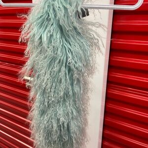 Luxurious Mint Green Faux Mongolian collar